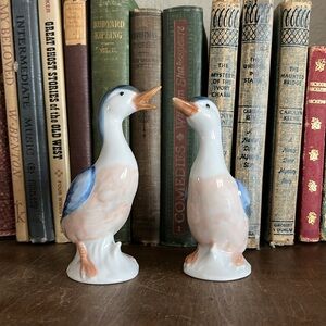 Vintage Otagiri Japan Pair of Porcelain Painted Duck Figurines, 5” tall ceramic